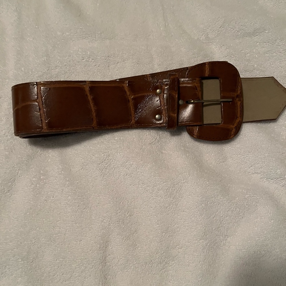 Brown wide leather belt